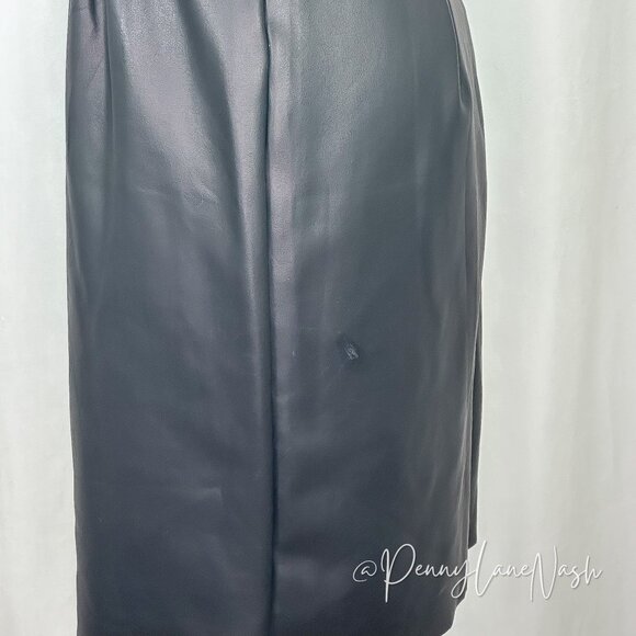 Express Puff Sleeve Vegan Leather Sheat Dress Black - Picture 9 of 11